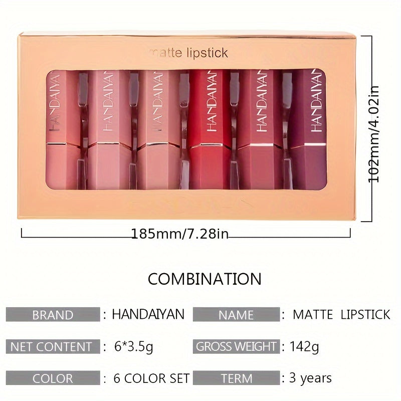 6 Pcs Brown Nude Pink Purple Red Lipstick Matte Sets, Light to Dark Velvet Lipstick for Women Long Lasting Waterproof 24 Hours Lip Stick Lip Stain Makeup Gift Sets, labiales mate 24 horas originales for Halloween