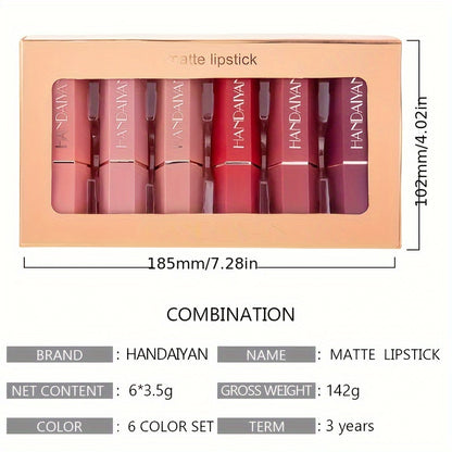 6 Pcs Brown Nude Pink Purple Red Lipstick Matte Sets, Light to Dark Velvet Lipstick for Women Long Lasting Waterproof 24 Hours Lip Stick Lip Stain Makeup Gift Sets, labiales mate 24 horas originales for Halloween