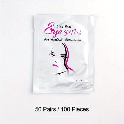 50 Pairs Hydrogel Eye Patches for Lash Extensions - Moisturizing Under Eye Pads with Plant Extract for All Eye Shapes, Makeup Lash Tool, Grafting Eyelash Extension Supplies