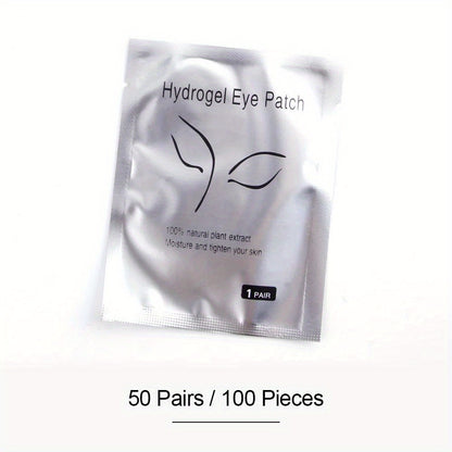 50 Pairs Hydrogel Eye Patches for Lash Extensions - Moisturizing Under Eye Pads with Plant Extract for All Eye Shapes, Makeup Lash Tool, Grafting Eyelash Extension Supplies