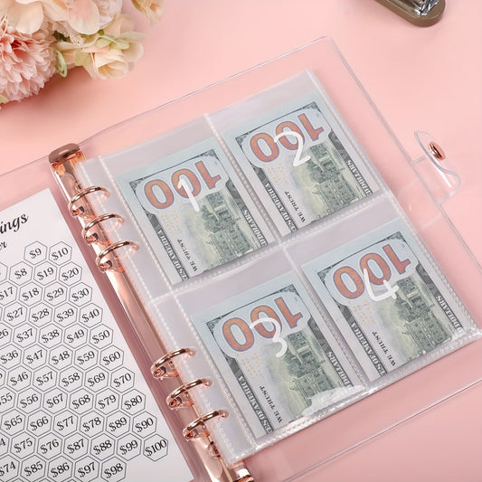 100-Pack Deluxe Money Saving Challenge Binder - Sturdy Laminated $5050 Tracker with Pre-Numbered Pockets for Organized Savings, 100 Color-Coded Envelopes for Multiple Budget Categories, Easy Budgeting and Expense Tracking