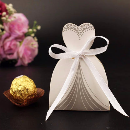 100pcs Creative Suit Wedding Candy Paper Box, Chocolate Gift Box, Wedding Party Decoration, Bride Groom Wedding Bridesmaid Gift Box With Ribbon Halloween Gift