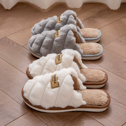 New Simple Thick Bottom Interior Home Non-slip Plush Warm Cotton Slippers