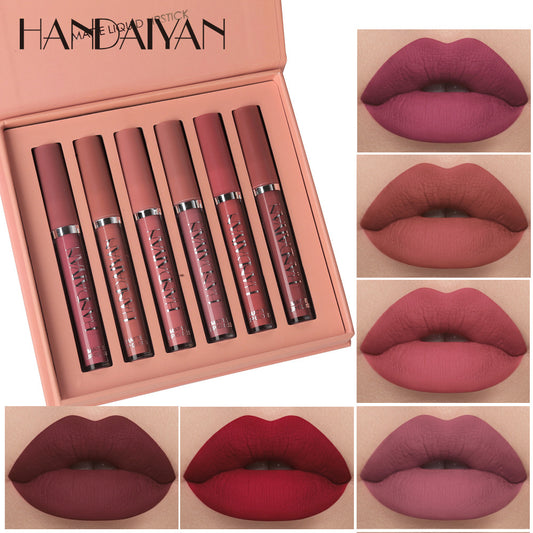 handaiyan 6Pcs Matte Liquid Lipstick Makeup Set, plant squalane Matte Not Fade Waterproof Lip Gloss