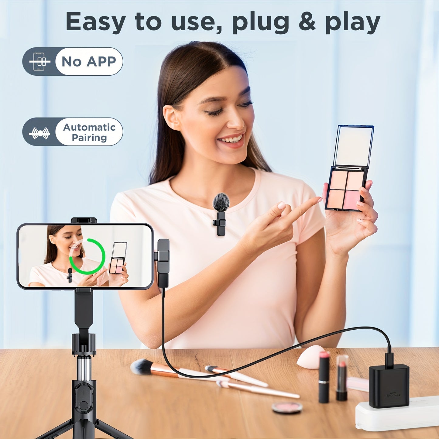 SNZIYAG Wireless Lavalier Microphone - USB-C, One-Click Recording for Live Streaming, Gaming, Vlogging & Interviews