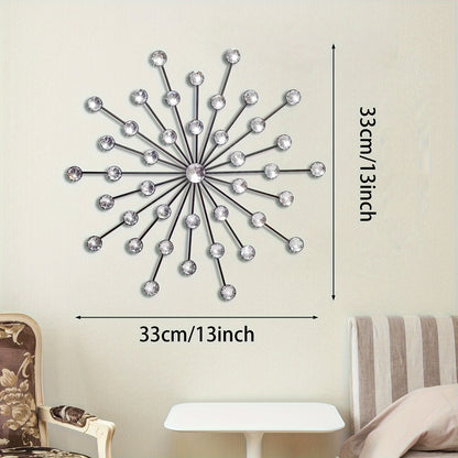 Sparkling Metal Sun Wall Art with Rhinestones - Elegant Iron Decor for Living Room, Bedroom, Dining & Bathroom - Perfect for Mother's Day & Holidays