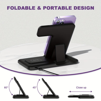 3 In 1 Fast Charging Station, Folding Wireless Charger Stand For IPhone 15/14/13/12/11/Pro/Max/Mini/ 8/Plus/X/XR/XS/X/SE, For IWatch Ultra/Ultra2/9/8/7/6/ 5/4/3/2/1/SE, For Airpods 3/2/Pro/Pro2