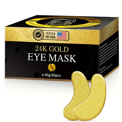 60 Pcs - 24k Gold Plated Eye Masks, Dark Circles Eye Bags Collagen Skincare Spa Trip Eye Mask To Improve Skin Texture, Make Skin Feel Smoother, Moisturize Skin For A Younger Appearance