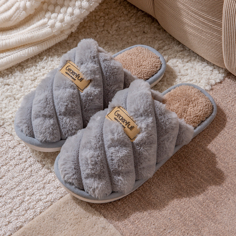 New Simple Thick Bottom Interior Home Non-slip Plush Warm Cotton Slippers