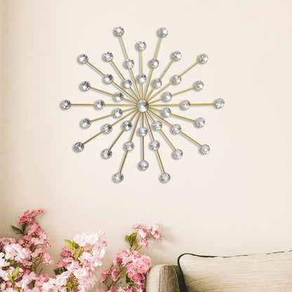 Sparkling Metal Sun Wall Art with Rhinestones - Elegant Iron Decor for Living Room, Bedroom, Dining & Bathroom - Perfect for Mother's Day & Holidays