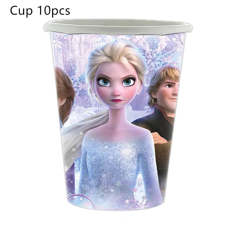 Frozen 2 Elsa Anna Theme Disney Birthday Party Decorations Disposable Tableware Sets Snow Queen Birthday Party Decor Supplie