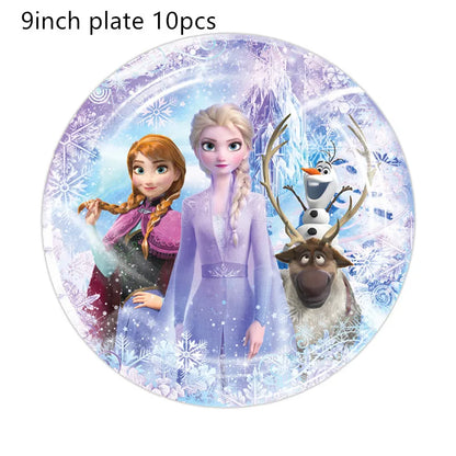 Frozen 2 Elsa Anna Theme Disney Birthday Party Decorations Disposable Tableware Sets Snow Queen Birthday Party Decor Supplie