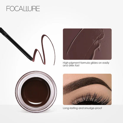 FOCALLURE 5 cores à prova d'água sobrancelha pomada gel sobrancelha tint maquiagem intensificador cosmético maquiagem para os olhos creme para sobrancelhas com pincel