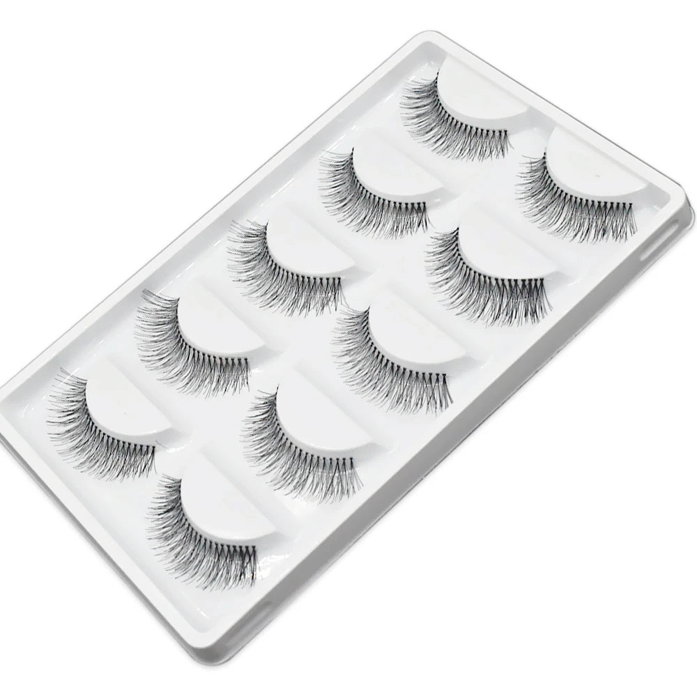 Natural Black False Eyelashes, Long 5 Pairs