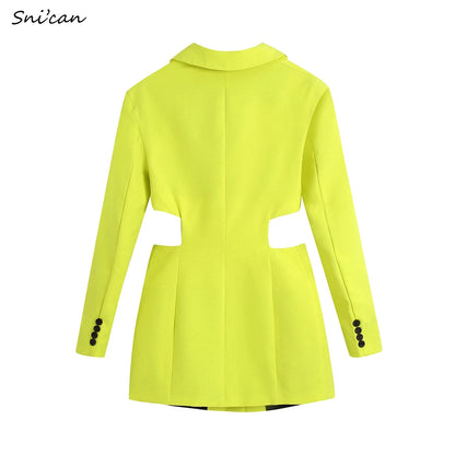 Blazer Dress Sexy Office Laidies Long Sleeve Bodycon Mini Dresses