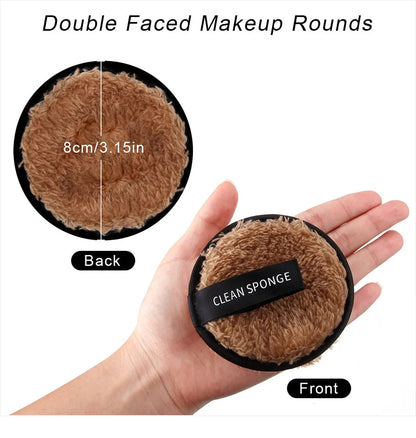 3Pcs Reusable Makeup Remover Pads Washable Cleansing Sponge Cotton Face Wipes Cloth Microfiber Make-Up Remover Puff Discs Tools