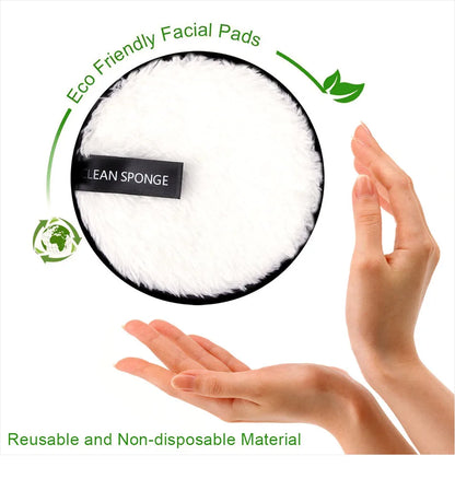 3Pcs Reusable Makeup Remover Pads Washable Cleansing Sponge Cotton Face Wipes Cloth Microfiber Make-Up Remover Puff Discs Tools