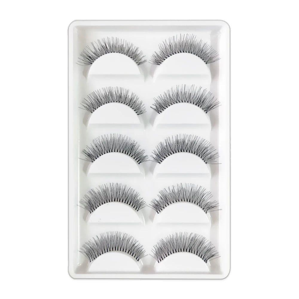 5 Pairs Natural Black Long Sparse Cross False Eyelashes Fake Eye Lashes Extensions Makeup Tools