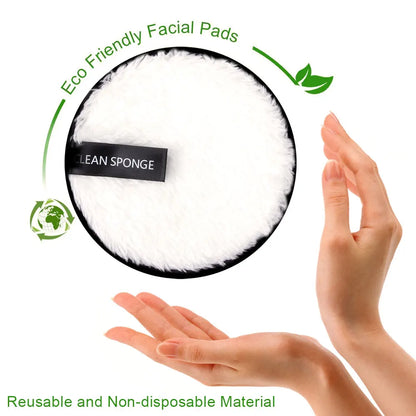 3Pcs Reusable Makeup Remover Pads Washable Cleansing Sponge Cotton Face Wipes Cloth Microfiber Make-Up Remover Puff Discs Tools