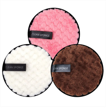 3Pcs Reusable Makeup Remover Pads Washable Cleansing Sponge Cotton Face Wipes Cloth Microfiber Make-Up Remover Puff Discs Tools