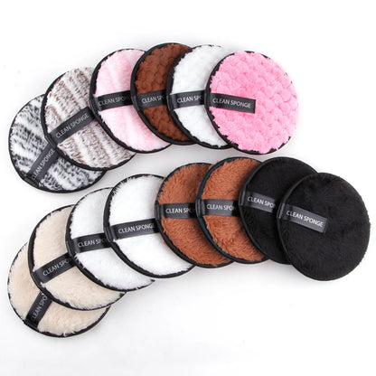 3Pcs Reusable Makeup Remover Pads Washable Cleansing Sponge Cotton Face Wipes Cloth Microfiber Make-Up Remover Puff Discs Tools