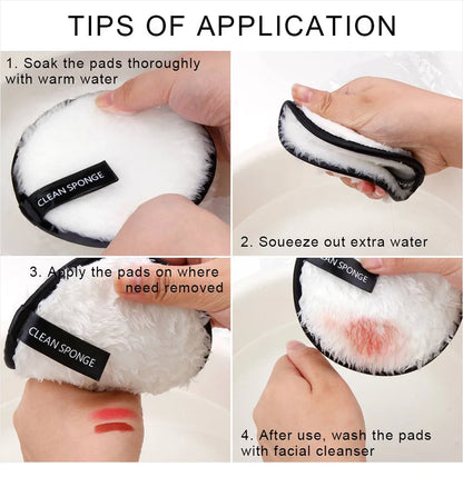 3Pcs Reusable Makeup Remover Pads Washable Cleansing Sponge Cotton Face Wipes Cloth Microfiber Make-Up Remover Puff Discs Tools