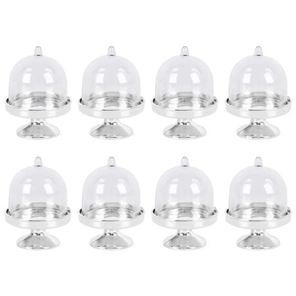 8/4pcs Clear Mini Candy Dessert Holder Cupcake Display Stand Plate with Lid Wedding Birthday Party Decor Supply Baby Shower Box