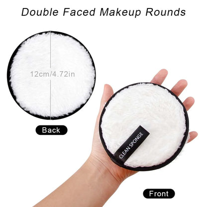 3Pcs Reusable Makeup Remover Pads Washable Cleansing Sponge Cotton Face Wipes Cloth Microfiber Make-Up Remover Puff Discs Tools