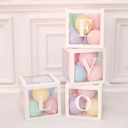 Huiran Transparent Balloon Storage Box For Wedding Party Bride To Be Paper Letters Carton Box Birthday Cardboard Box Baby Shower