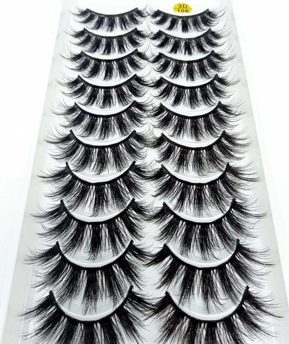 NEW 10 Pairs Natural False Eyelashes Fake Lashes Long Makeup 3d Mink Lashes Extension Eyelash Mink Eyelashes for Beauty 57