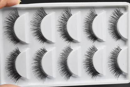 5 Pairs Natural Black Long Sparse Cross False Eyelashes Fake Eye Lashes Extensions Makeup Tools