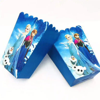 Disney Cartoon Frozen Box 6pcs/Lot Disposable Paper Box Princess Anna Elsa Theme Birthday Party Baby shower Popcorn Box Supplies