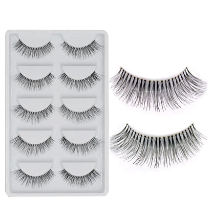 5 Pairs Natural Black Long Sparse Cross False Eyelashes Fake Eye Lashes Extensions Makeup Tools