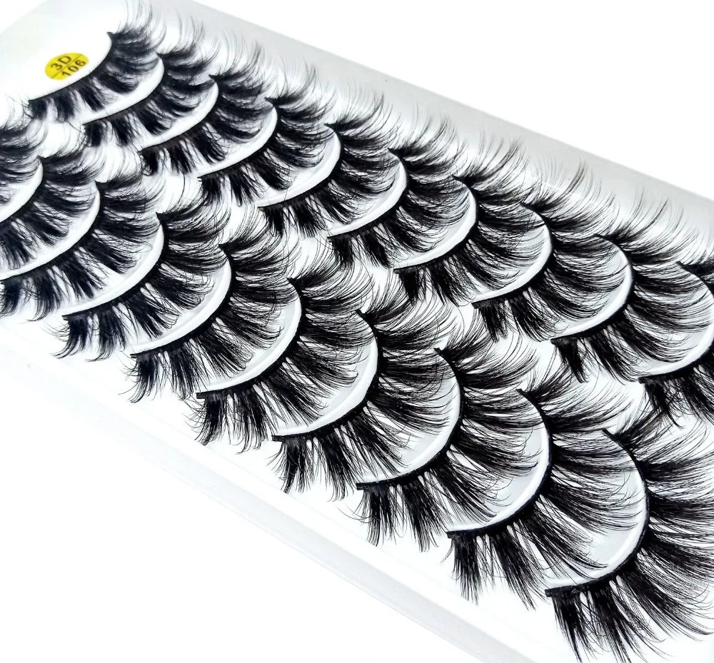 NEW 10 Pairs Natural False Eyelashes Fake Lashes Long Makeup 3d Mink Lashes Extension Eyelash Mink Eyelashes for Beauty 57