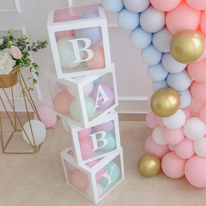 Huiran Transparent Balloon Storage Box For Wedding Party Bride To Be Paper Letters Carton Box Birthday Cardboard Box Baby Shower