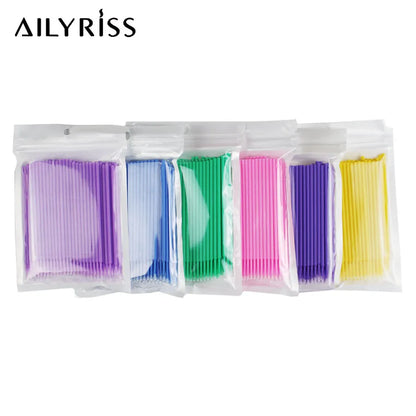 50pcs/Bag Disposable Makeup Eyelashes Brushes Micro Mascara Brush Eyelash Extension Individual Lash Removing Swab Beauty Tools