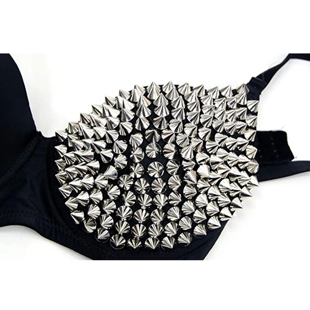 Sexy Lingerie Cotton Metallic Spike Stud Rivet Bra Push Up Gorge Steampunk Bras For Women Fashion Underwear Burlesque Brassiere