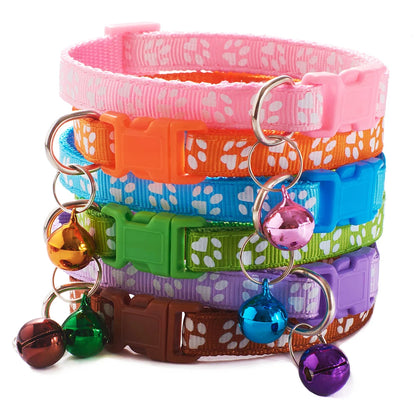 10Pcs Wholesale With Bell Collars Delicate Safety Casual Nylon Dog Collar Neck Strap Fashion Adjustable Bell Pet Cat Dog Collar