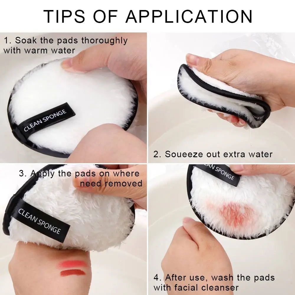 3Pcs Reusable Makeup Remover Pads Washable Cleansing Sponge Cotton Face Wipes Cloth Microfiber Make-Up Remover Puff Discs Tools