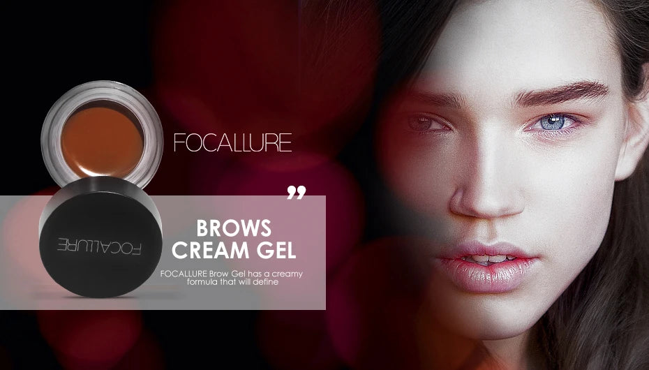 FOCALLURE 5 cores à prova d'água sobrancelha pomada gel sobrancelha tint maquiagem intensificador cosmético maquiagem para os olhos creme para sobrancelhas com pincel