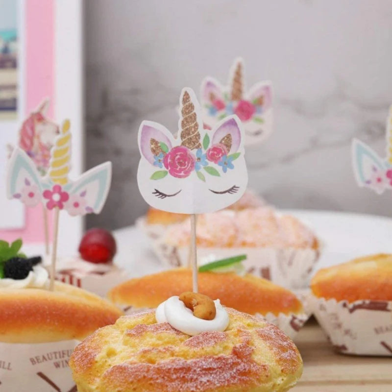 Set of 24PCS Unicorn Cupcake Topper Cake Decoration Birthday Party Decoration for Kids