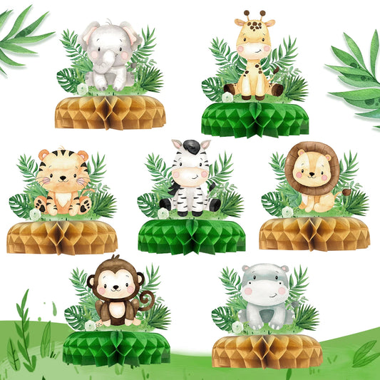 Jungle Animals Honeycomb Desktop Jungle 1st Birthday Party Decoration Wild One Birthday Tableware Safari Birthday Party Supplies