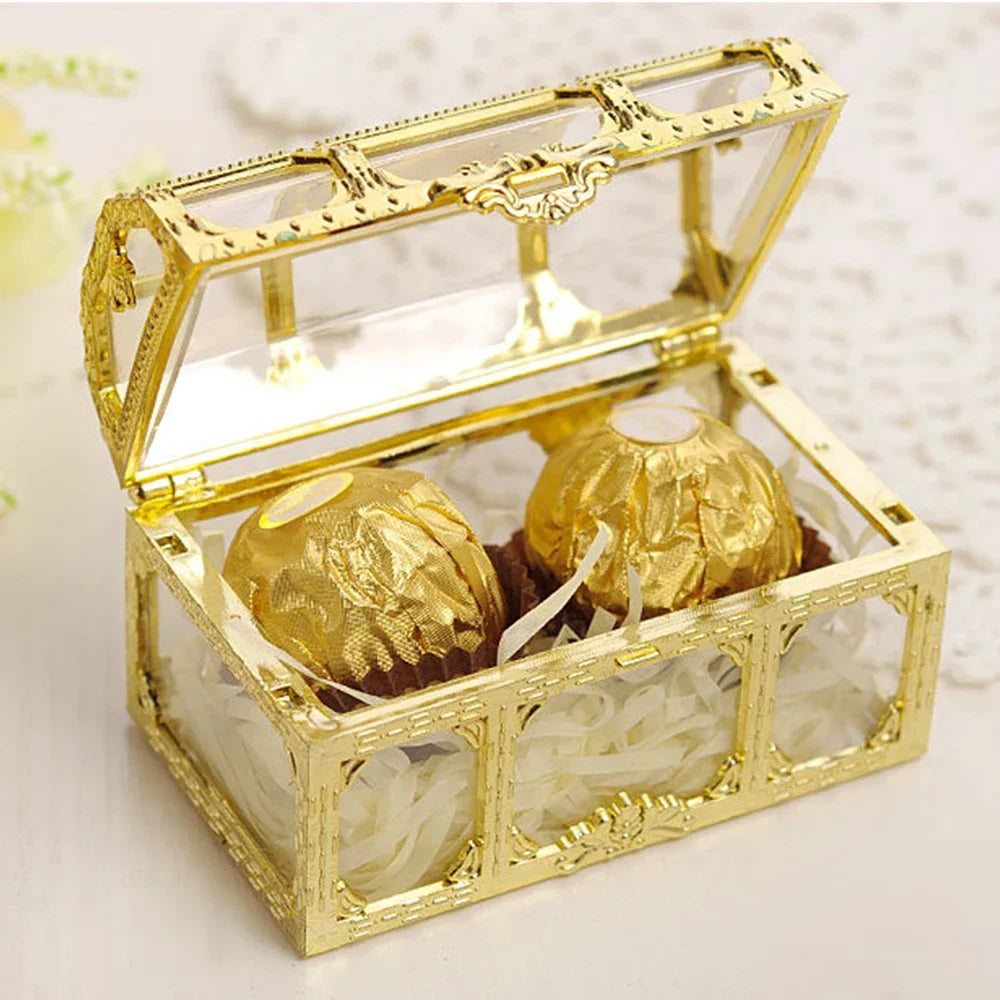 10pcs/set Transparent Gift Box Treasure Chest Shape Storage Party Marriage Souvenir DIY Candy Boxes Packaging Bags for Business