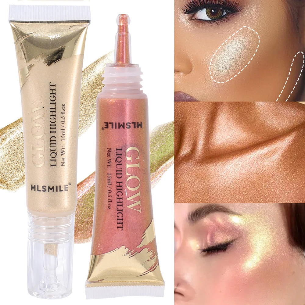 Iluminador Líquido Contorno Facial Maquiagem Perolada Bronzeador Iluminador Corporal Contorno Facial Iluminador Cosméticos