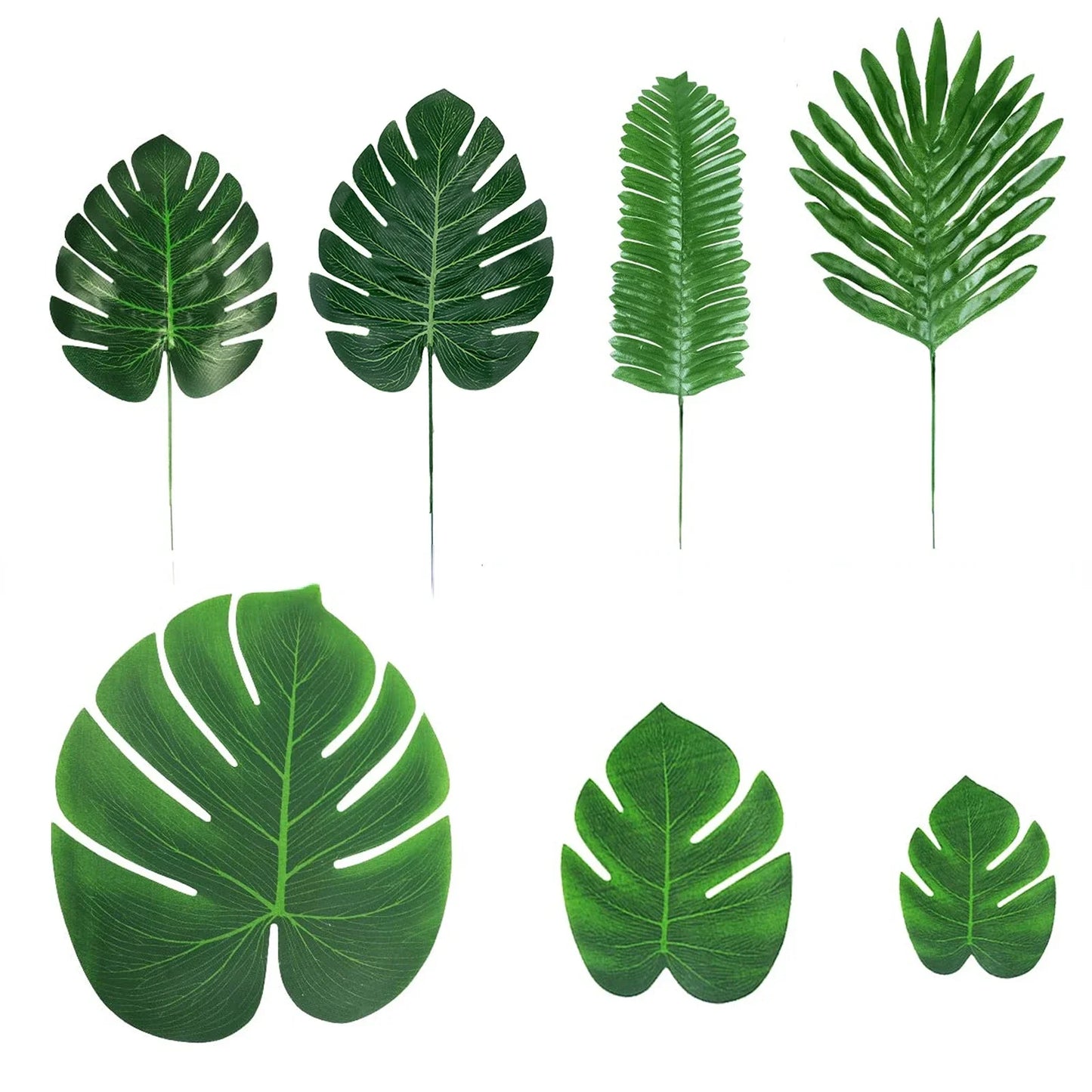 10PCS Tropical Palm Leaves Summer Monstera Artificial Silk Turtle Leaves for Home Hawaiian Luau Beach Wedding Party Decor