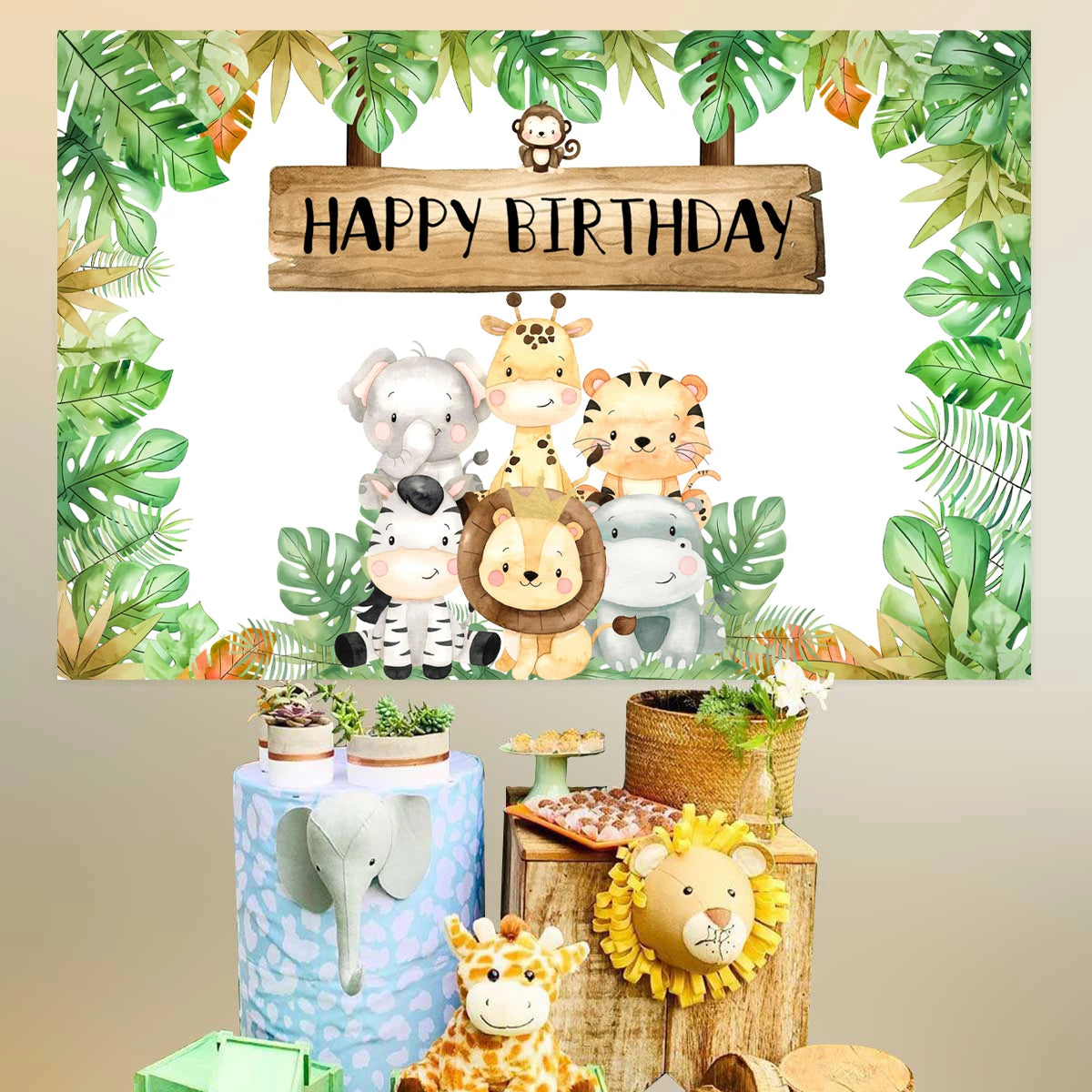 Jungle Animals Honeycomb Desktop Jungle 1st Birthday Party Decoration Wild One Birthday Tableware Safari Birthday Party Supplies