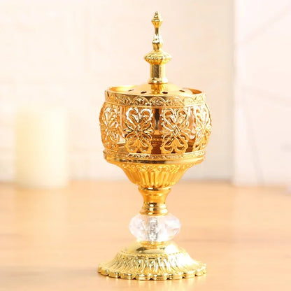 Incense Burner Hollow Golden Tower Cone Burner Arabic Style Censer Holder for Home Hotel Ornament Bakhoor Ash Catcher Burners