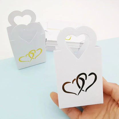 50/100PCS Portable Love Paper Bags Gift Box for Guests Kids Wedding Birthday Christmas Favor Present Packaging Bag Party Decor