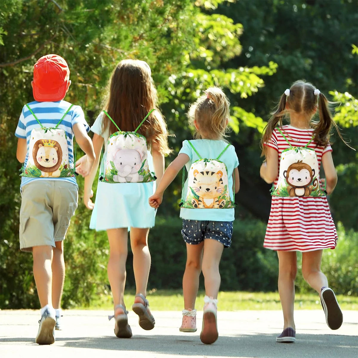 Jungle Animals Drawstring Bag Jungle Safari Birthday Party Decorations Kids Wild One Forest Theme Party Boy Baby Shower Supplies