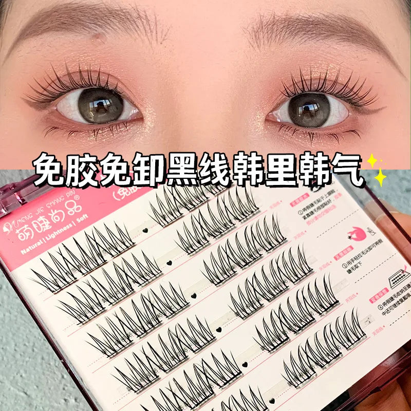 Self-adhesive Glue Free False Eyelashes Reusable  No-removal DIY Segmented Long Dense Lash Extension Anime Eyes